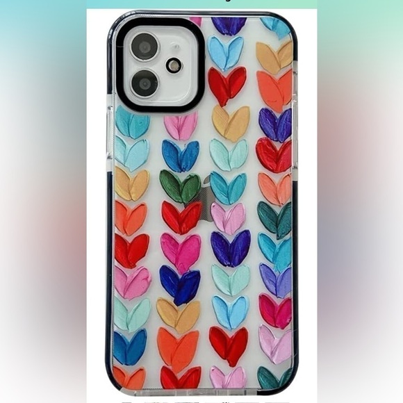 EUC Color Mix Drawing Loving Heart Clear Case for Apple iPhone 12 Shockproof - Picture 1 of 7
